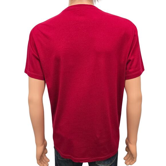 ALEXANDER MCQUEEN Logo Tape T-Shirt Tee Size L Red Crewneck Cotton Short Sleeve - Picture 10 of 12